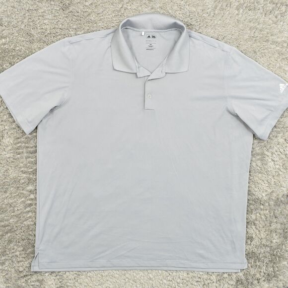 Adidas Men's Adult Size 2XL Polo Golf Climalite Gray Polyester Short Sleeve - Picture 8 of 8